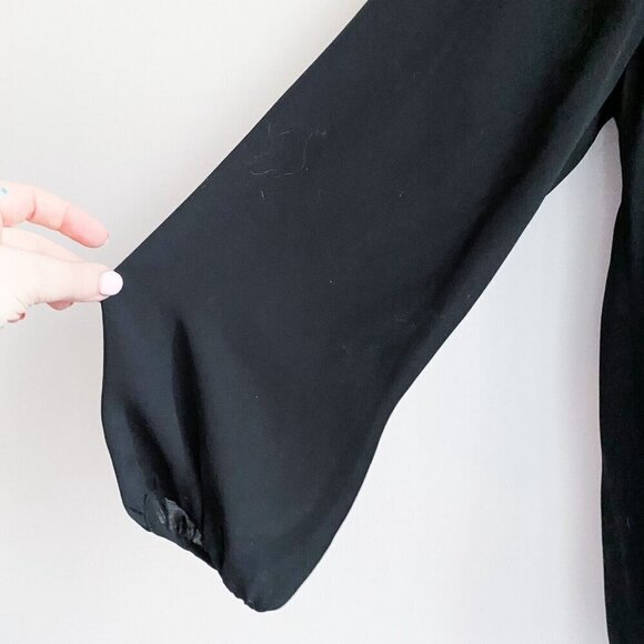 Zara Black Beaded embellished Chiffon Blouse M - Picture 2 of 6